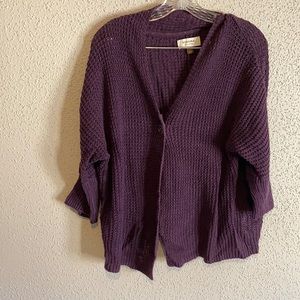Single Button Purple Sweater Jacket